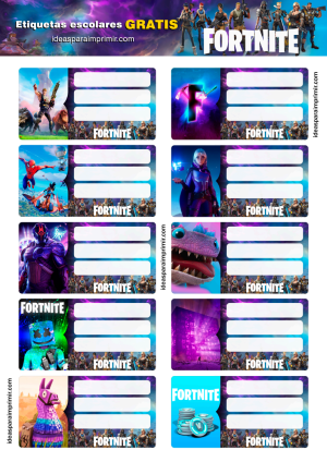 Etiquetas Escolares Fortnite Para Imprimir Gr